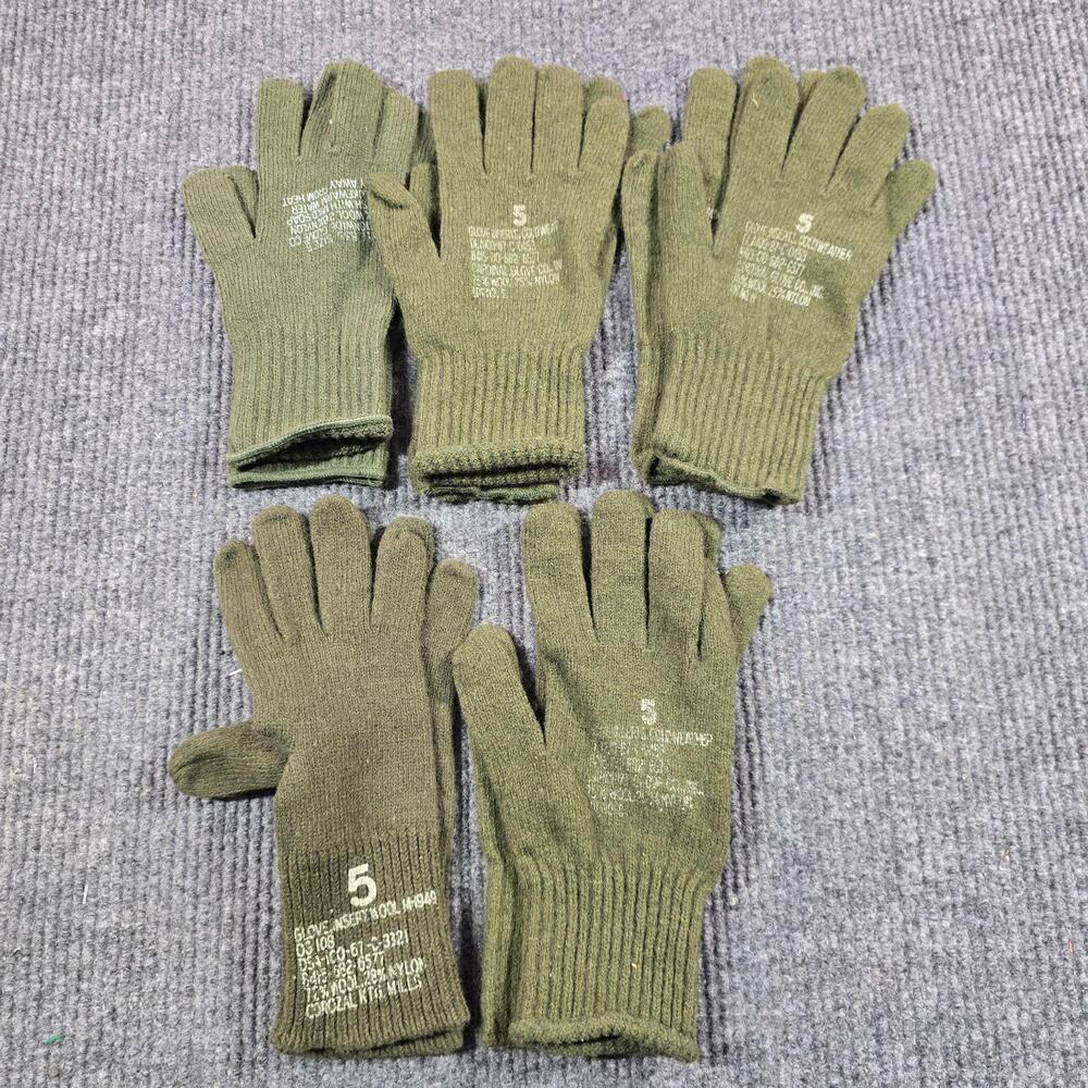 Vintage Corozal Knit Mills Gloves Mens Size 5 Green Wool M-1949 Insert LOT Of 5